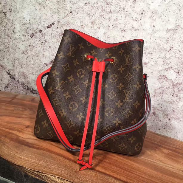 2018 louis vuittonoriginal monogram canvas bag neonoe M44020 red