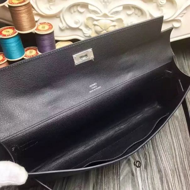 hermes original epsom leather kelly cut 31 clutch H031 black