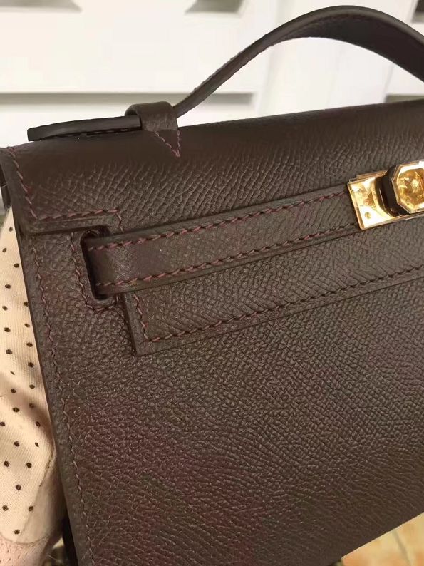 2017 hermes original epsom leather mini kelly 22 clutch K012 brown