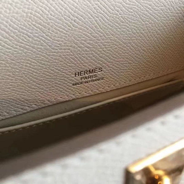 2017 hermes original epsom leather mini kelly 22 clutch K012 white