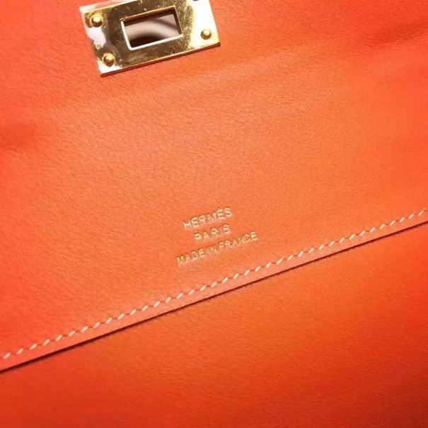 hermes original swfit leather kelly cut 31 clutch H032 orange