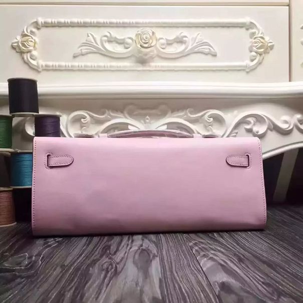 hermes original swfit leather kelly cut 31 clutch H032 pink