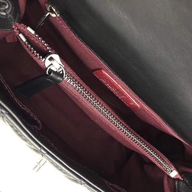 2017 CC original lambskin flap bag with top handle medium A92990 black 