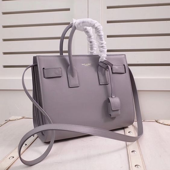 YSL original calfskin medium sac de jour bag 377183 light gray