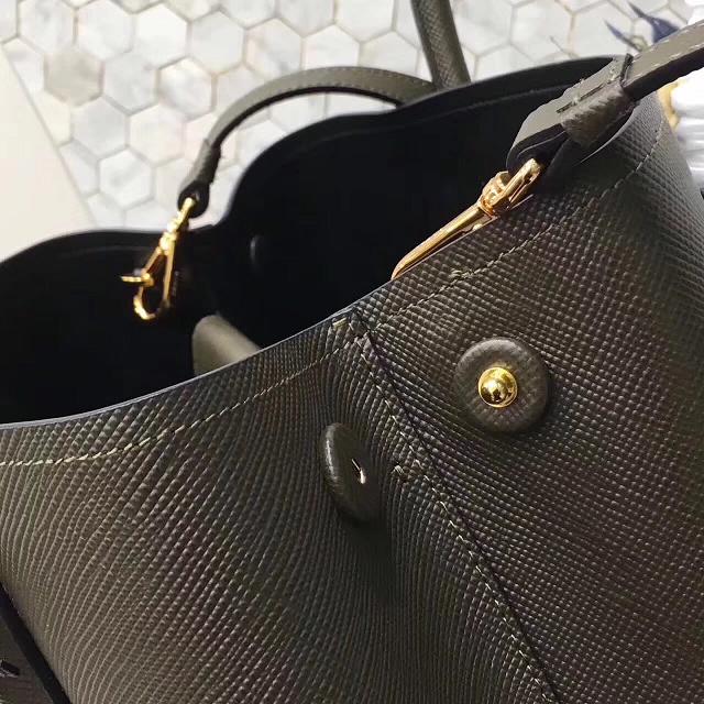 2017 prada medium saffiano lux tote original leather bag bn2755 olive-green