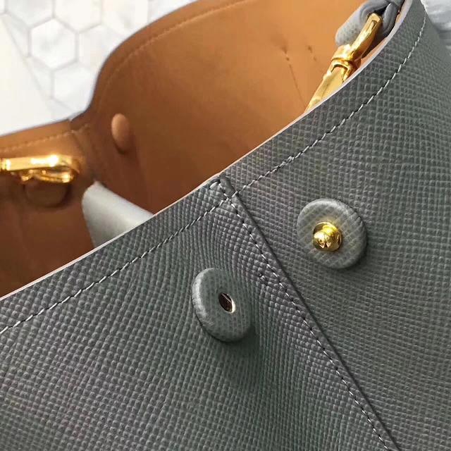 Prada saffiano lux tote original leather bag bn2756 gray&tan