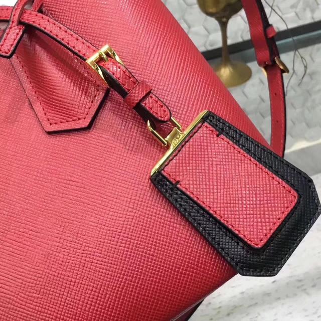 Prada small saffiano lux tote original leather bag bn2754 red&black