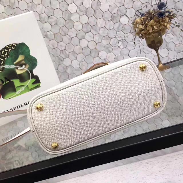 Prada small saffiano lux tote original leather bag bn2754 white&tan