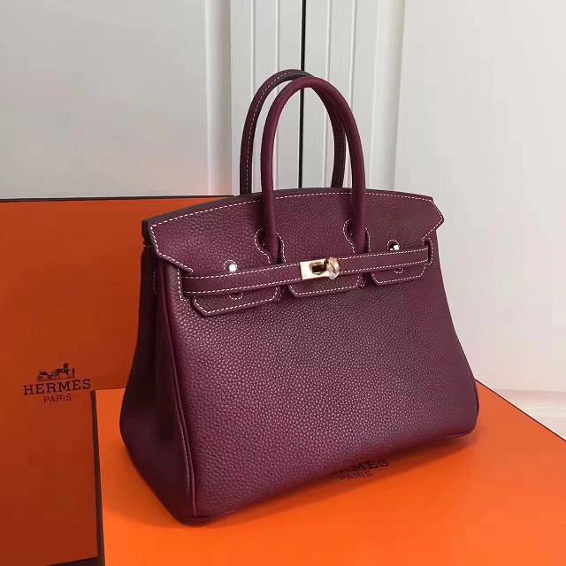 Hermes imported togo leather birkin 30 bag H0030 burgundy