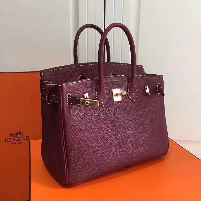 Hermes imported togo leather birkin 30 bag H0030 burgundy