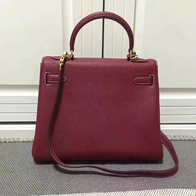 Hermes imported togo leather kelly 28 bag K0028 burgundy