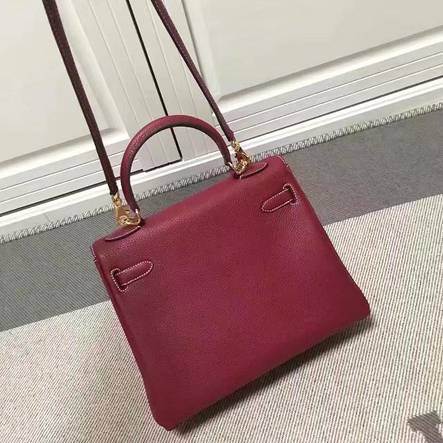 Hermes imported togo leather kelly 28 bag K0028 burgundy