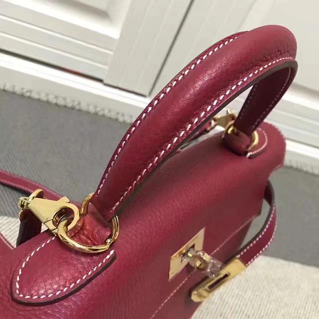 Hermes imported togo leather kelly 28 bag K0028 burgundy