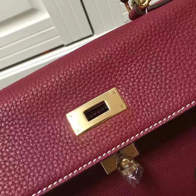 Hermes imported togo leather kelly 28 bag K0028 burgundy