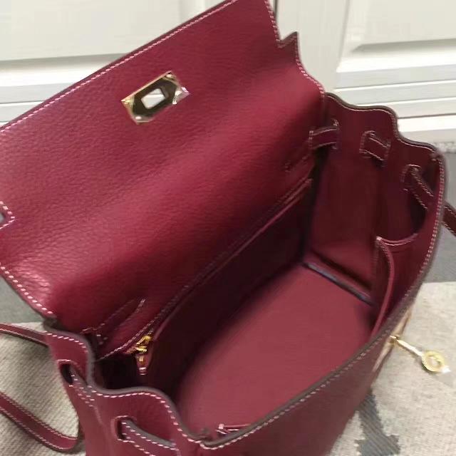 Hermes imported togo leather kelly 28 bag K0028 burgundy