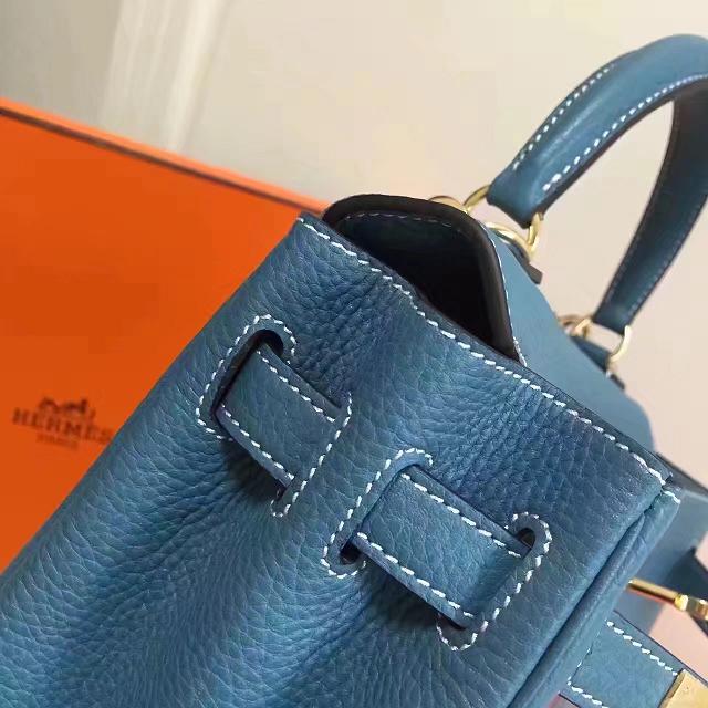 Hermes imported togo leather kelly 28 bag K0028 sky blue