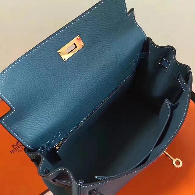 Hermes imported togo leather kelly 28 bag K0028 sky blue