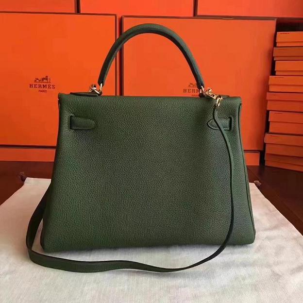 Hermes original togo leather kelly 28 bag K28 Olive