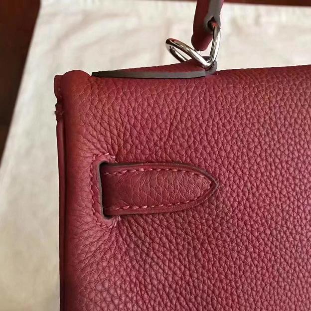 Hermes original togo leather kelly 28 bag K28 burgundy