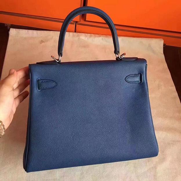 Hermes original togo leather kelly 28 bag K28 deep blue