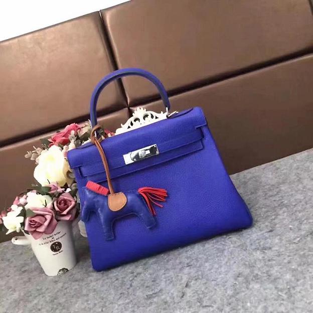 Hermes original togo leather kelly 28 bag K28 electric blue