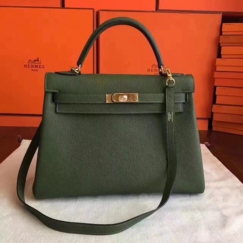 Hermes original togo leather kelly 25 bag K25 Olive