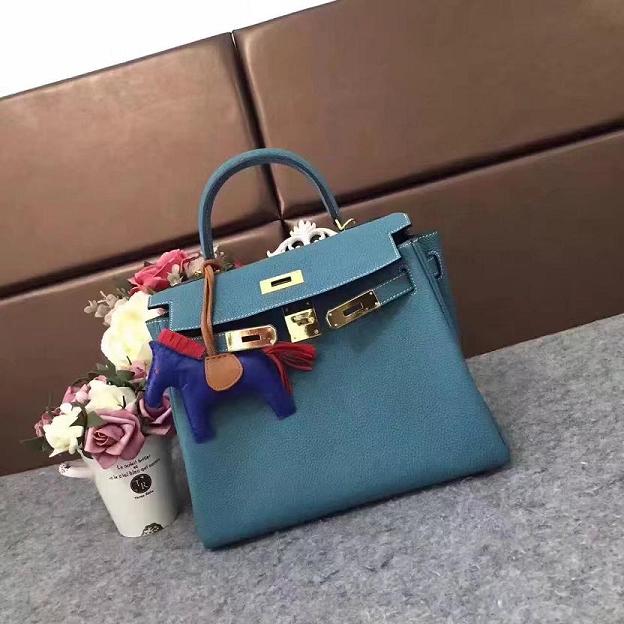 Hermes original togo leather kelly 25 bag K25 blue