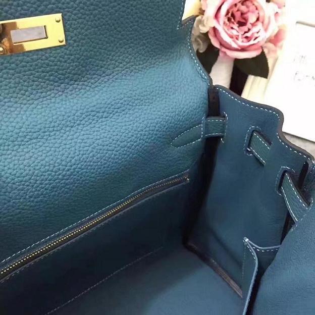 Hermes original togo leather kelly 32 bag K32 blue