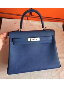 Hermes original togo leather kelly 25 bag K25 deep blue
