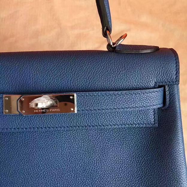 Hermes original togo leather kelly 32 bag K32 deep blue