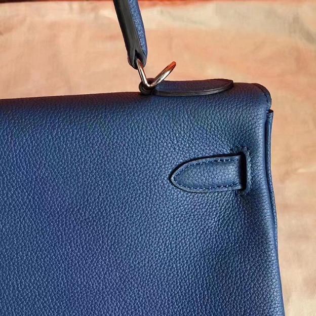 Hermes original togo leather kelly 25 bag K25 deep blue