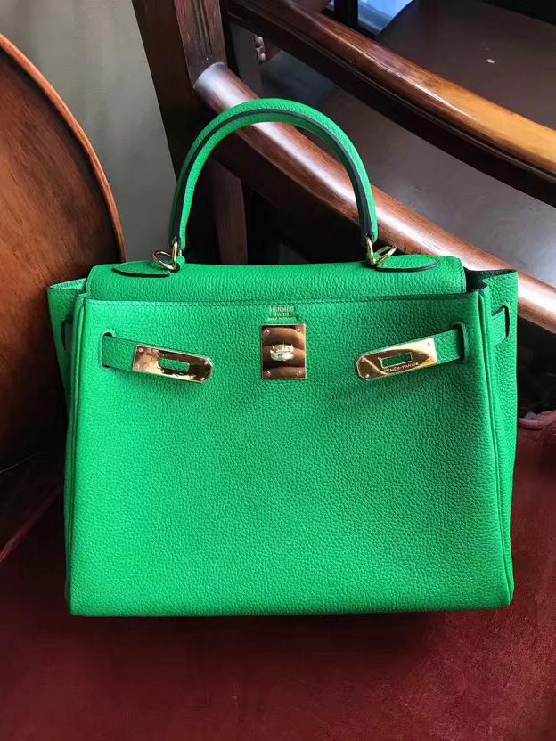 Hermes original togo leather kelly 32 bag K32 green