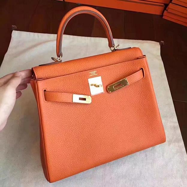 Hermes original togo leather kelly 25 bag K25 orange