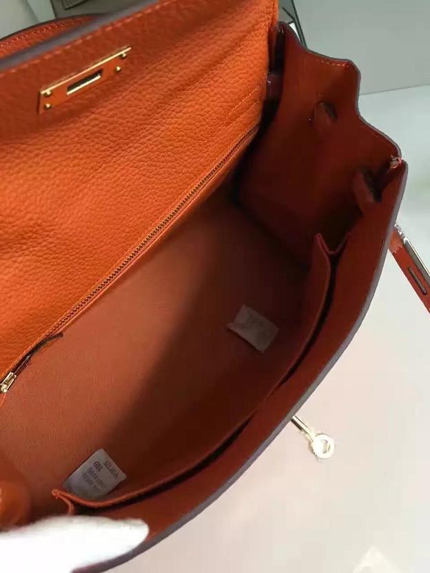 Hermes togo leather kelly 28 bag K028 orange