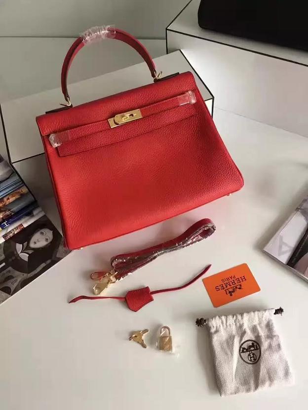 Hermes togo leather kelly 28 bag K028 red