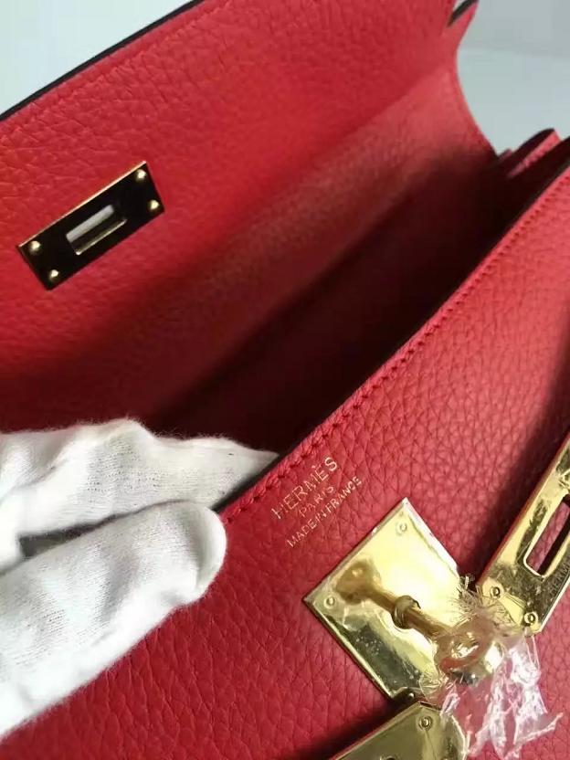 Hermes togo leather kelly 28 bag K028 red