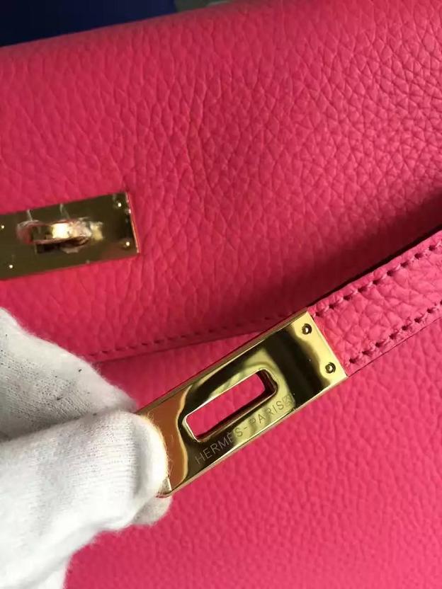 Hermes togo leather kelly 28 bag K028 rose red