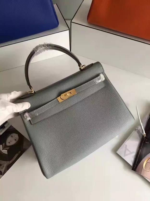 Hermes togo leather kelly 32 bag K032 light gray