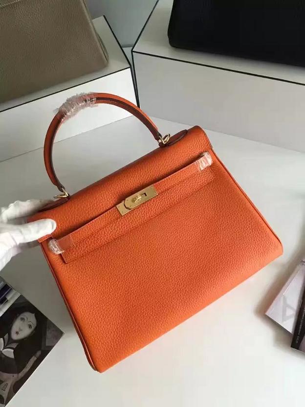 Hermes togo leather kelly 32 bag K032 orange