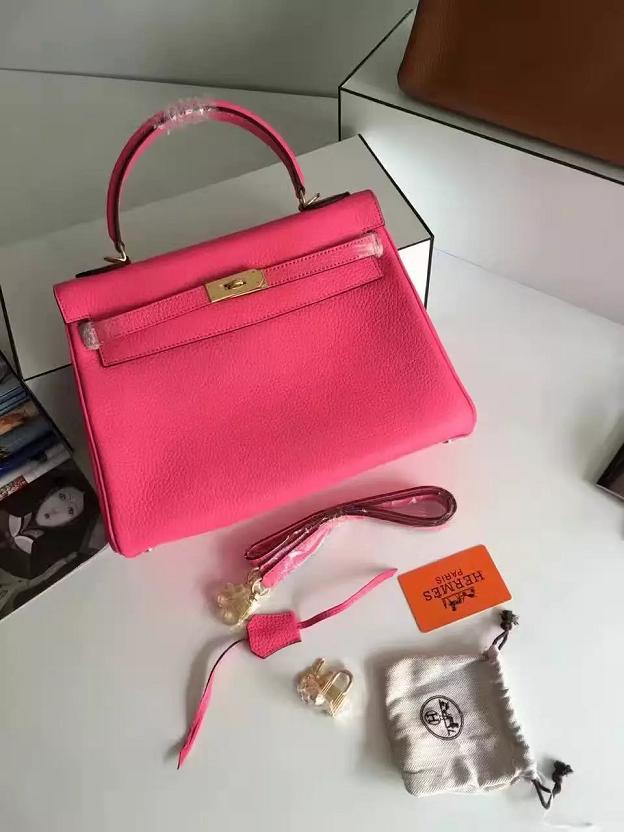 Hermes togo leather kelly 32 bag K032 rose red