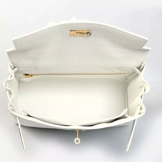 Hermes togo leather kelly 32 bag K032 white