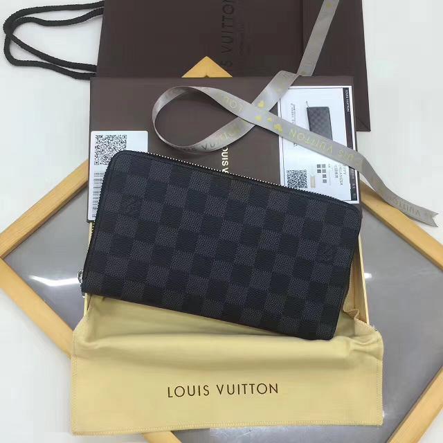 Louis Vuitton top origial damier graphite zippy organiser wallet N63077