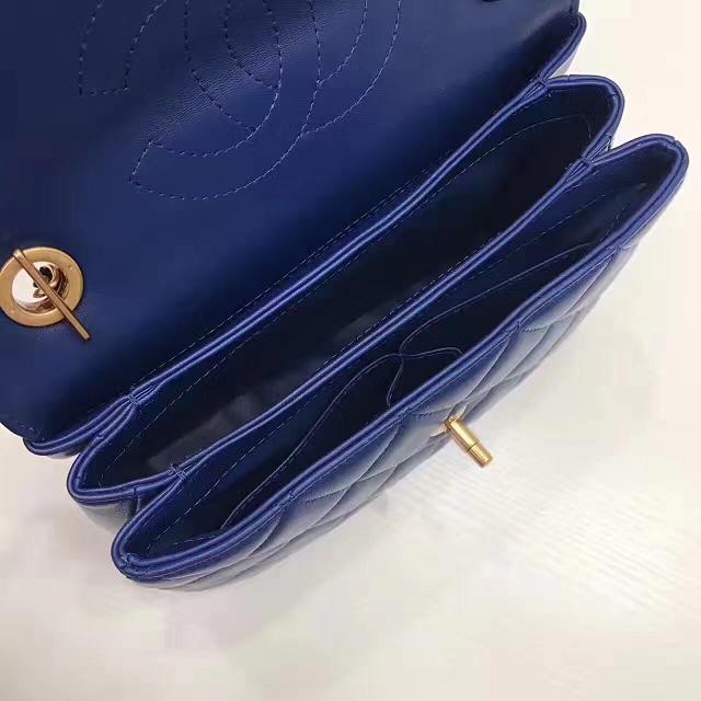 2017 CC original lambskin top handle flap bag A92236 navy blue