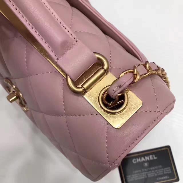 2017 CC original lambskin top handle flap bag A92236 pink