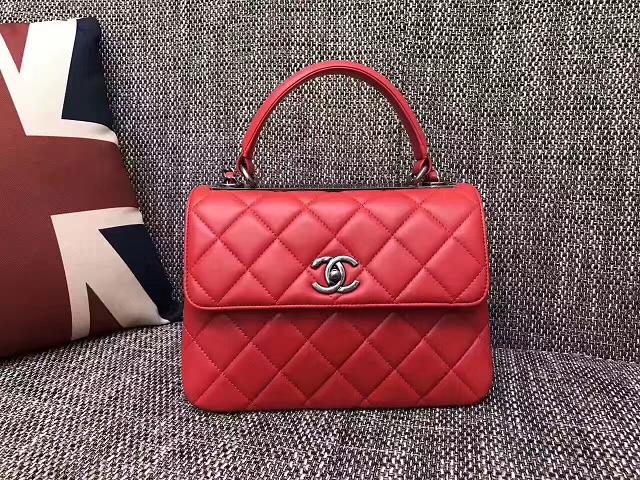 2017 CC original lambskin top handle flap bag A92236 red