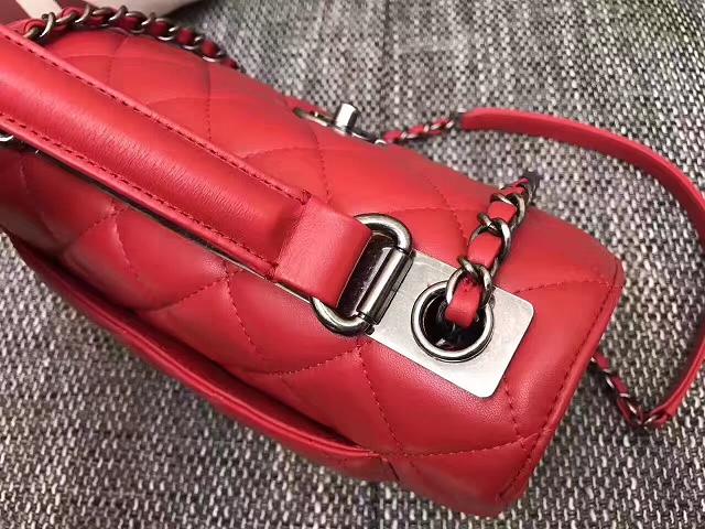 2017 CC original lambskin top handle flap bag A92236 red