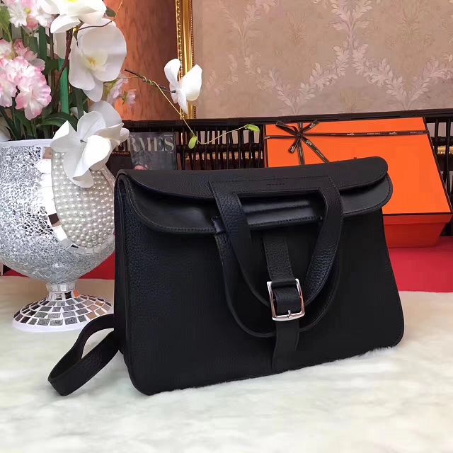 Hermes original togo leather halzan 31 bag H031 black