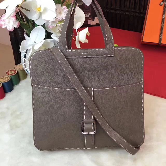 Hermes original togo leather halzan 31 bag H031 gray