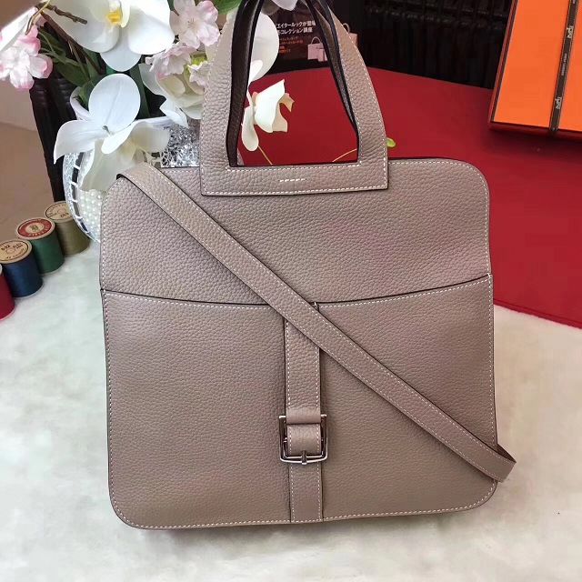 Hermes original togo leather halzan 31 bag H031 light gray