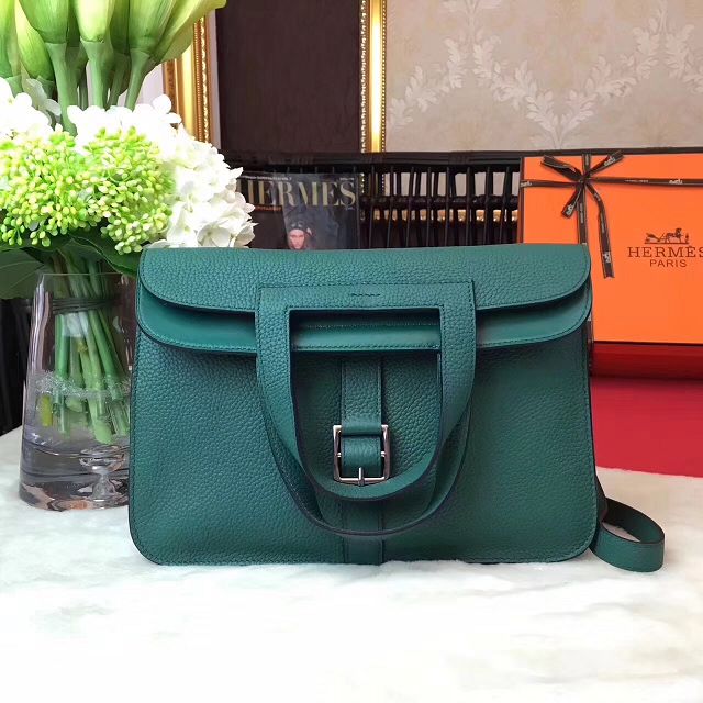 Hermes original togo leather halzan 31 bag H031 olive